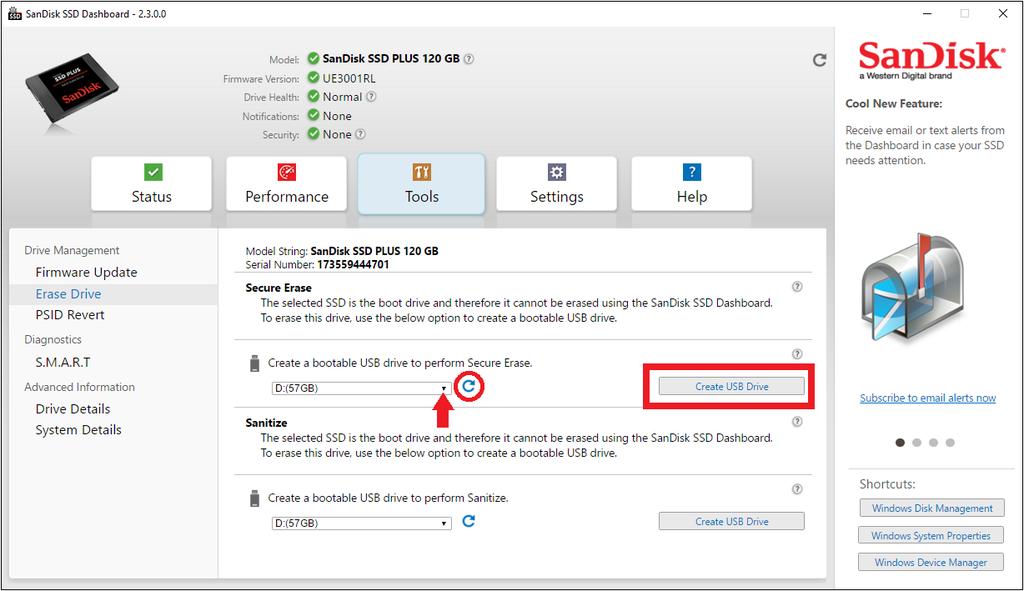 Tools 2. Before proceeding, backup any existing data on the USB drive. 3. Click the drop-down list to select the USB drive.