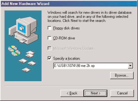 xp. Press Next. 4. The system will ask you where is the Windows 98/SE CD-ROM?
