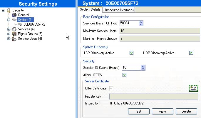 4. After logging in, select System from the Navigation pane and the appropriate IP Office system. In the Details pane, select the System Details tab. Verify that Allow HTTPS is checked.