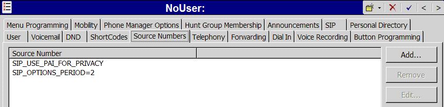 4.9. Privacy / Anonymous Calls and SIP OPTIONS Frequency To configure IP Office to include the caller s DID number in the P-Asserted-Identity SIP header, required by AT&T Flexible Reach service to