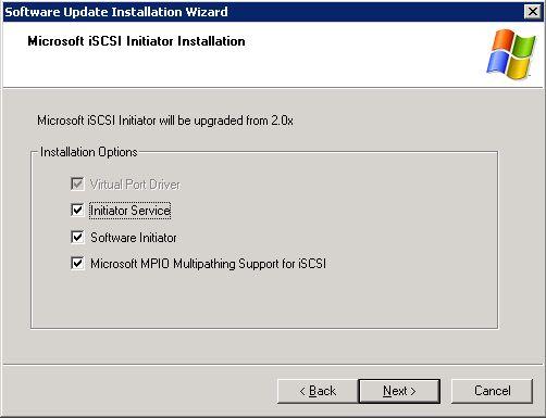 .. Figure 52 Software update installation wizard Start the iscsi Initiator from the Start > All Programs menu.
