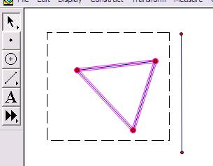 c. Using the ARROW tool, drag a marquee (box) around your triangle to select it. The triangle will turn pink. d. Go to the TRANSFORM menu and choose REFLECT. e.