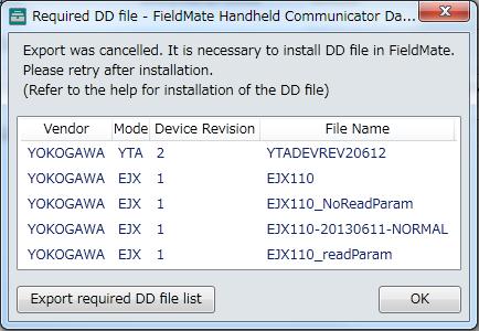 2.4.5. Dialog for Required DD File List After the conversion process, the following dialog may be displayed.