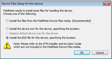 Figure 3-1 Set device files for this device Select Install the EDD file for this device, specifying the location and