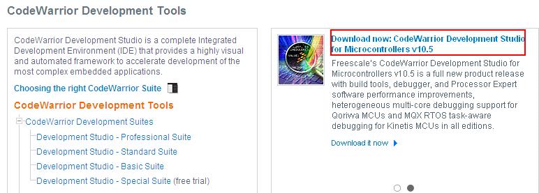 Freescale Sample Code 2. Click the link in the red line coming into the download page. 3.