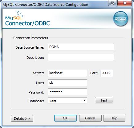 Priprava podatkovnega vira (MySQL) Odprite Control Panel->Administrative tools ->Data Sources (ODBC) V zavihku User DSN izberite Add in