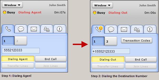 Process Phone Interactions Agents External phone numbers Agent Console uses a two-step process to dial an outbound call: 1. Enter or click a number to call.