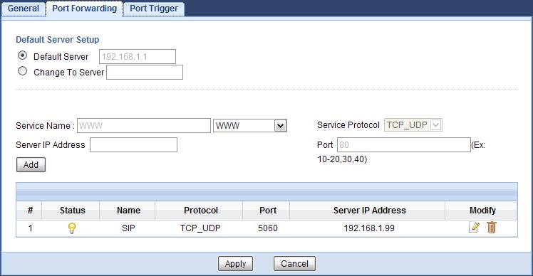 Chapter 12 NAT Figure 58 Network > NAT > Port Forwarding The following table describes the labels in this screen.