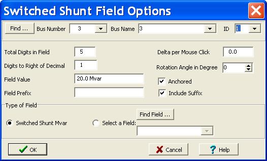 Let us insert a shunt capacitor to maintain the voltage at bus 3 at 1 p.u. From the Insert menu select Switched Shunt or click on the button in the Insert toolbar. Click on bus 3.