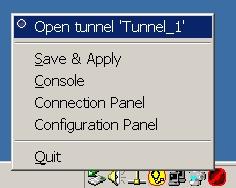 Right click the red Proxicast VPN Client Tunnel Status Icon and select Open Tunnel from the popup menu (Figure 14).