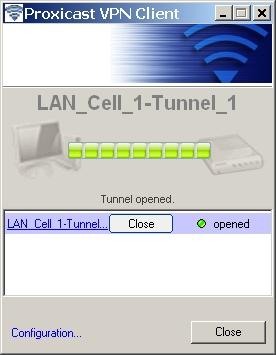 Figure 16: VPN Tunnel Progress Status Icons You may also view and change the status of the