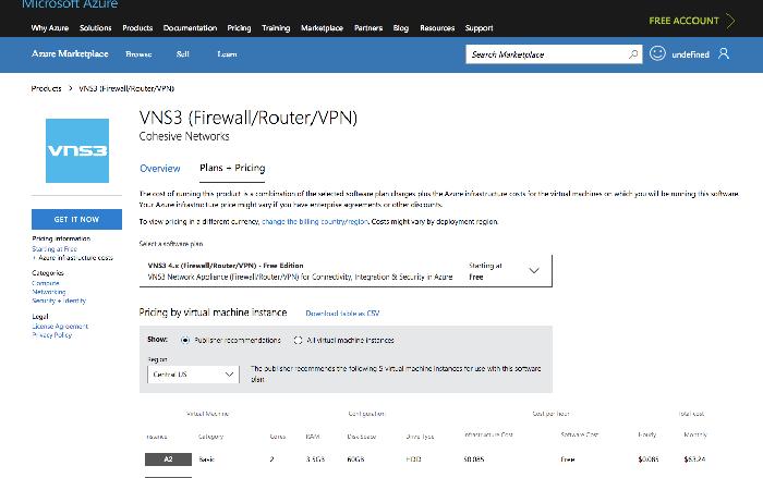 From External Azure Marketplace VNS3 Free and Lite Edition virtual machine images are available in the Azure Marketplace.
