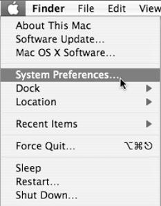 3 and 10.4 The screens in this section are from Mac OS X 10.4 but can also apply to 10.3. 1 Click Apple > System Preferences.