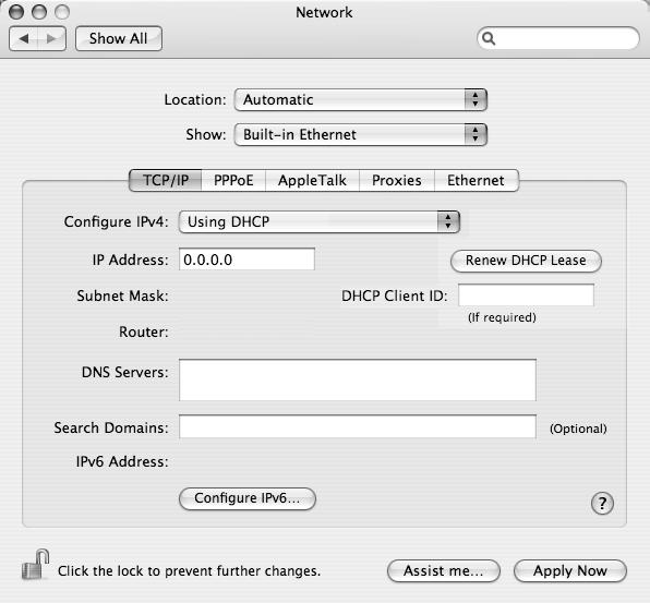 Appendix B Setting Up Your Computer s IP Address 4 For dynamically assigned settings, select Using DHCP from the Configure IPv4 list in the TCP/IP tab. Figure 119 Mac OS X 10.