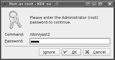 3: K Menu > Computer Menu 2 When the Run as Root - KDE su dialog opens, enter