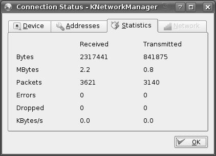 Appendix B Setting Up Your Computer s IP Address When the Connection Status - KNetwork Manager window opens, click the Statistics
