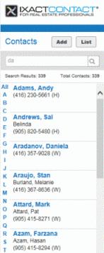 Contacts Using the Contacts List All of your contacts are listed under Contacts in the left column. They are sorted by last name/first name, or company name if no last/first name exists.