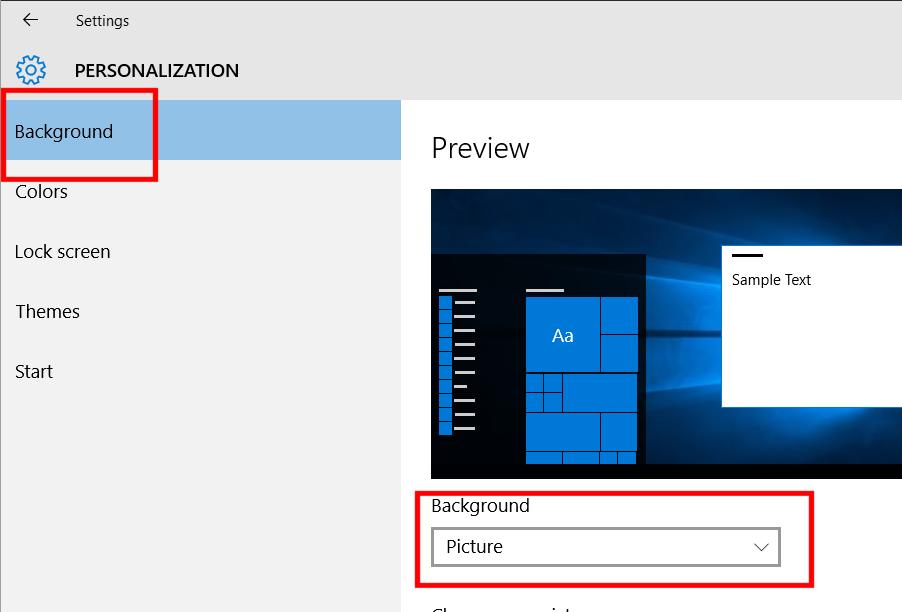 WINDOWS 10 FOUNDATION FOR BUSINESS USERS PAGE 13 Click on the Background item.