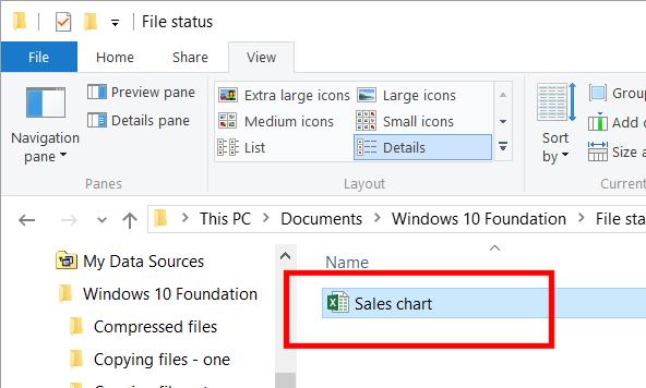 Click on a file within the folder, called Sales chart.