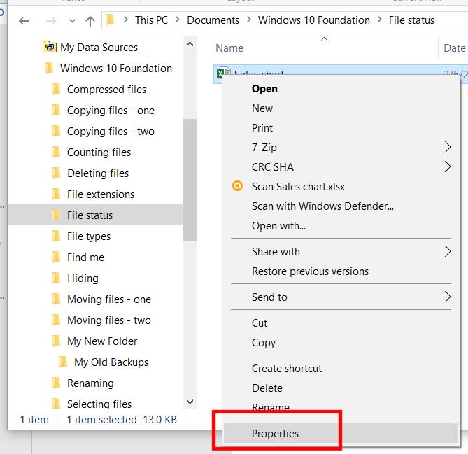 WINDOWS 10 FOUNDATION FOR BUSINESS USERS PAGE 96 This will display the Properties dialog