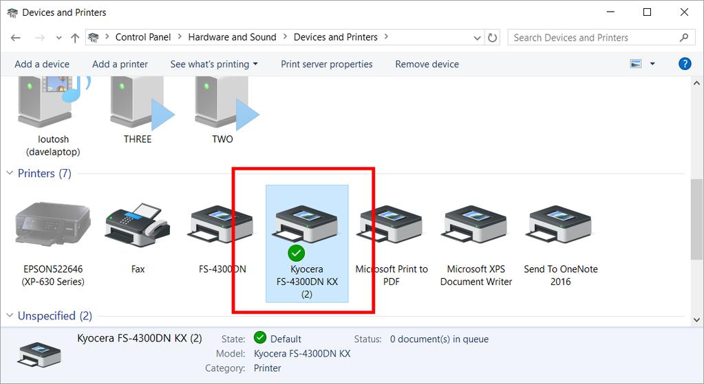 WINDOWS 10 FOUNDATION FOR BUSINESS USERS PAGE 118 Within the Hardware and Sound section of the dialog box, click on the View devices and printers link. This will display your available printers.