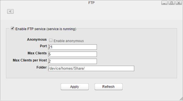 1 In Preferences, click FTP. 2 Check "Enable FTP service" to enable FTP connections. 3 Enter a desired port number and other settings. If you want to allow anonymous access, check "Enable anonymous".