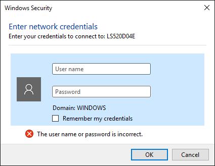 3 When the following screen is displayed, enter the username and password. 4 The Explorer will open with a list of shared folders.