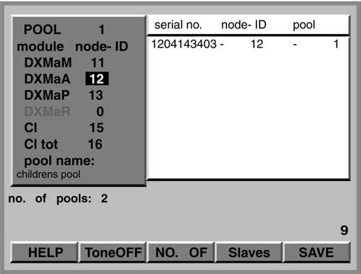 Bus configuration Fig. 17: Menu option Pool of the sub-menu BUS Open the sub-menu BUS in the configuration menu (see also Operating Instructions DULCOMARIN II, Pool Controller, Part 2: Operation ).