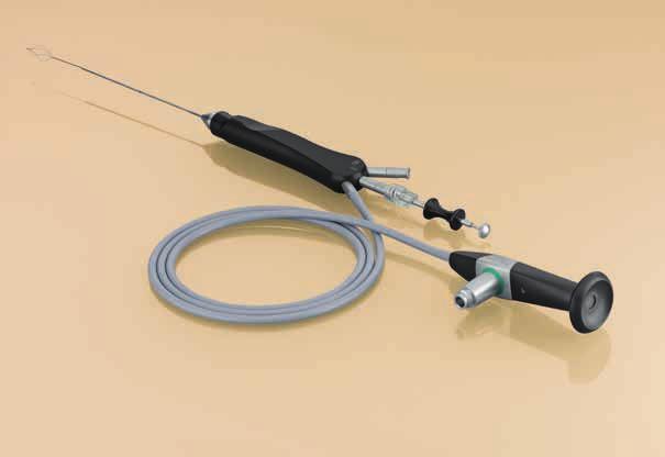 ALL-IN-ONE Sialendoscopes, ERLANGEN Model Special Features: Semiflexible miniature endoscopes for exploring the salivary ducts and removing salivary stones cm-marking at the distal working end for