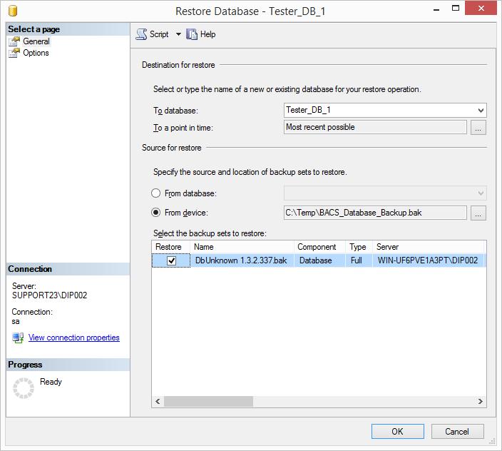 SQL Server Management Studio to restore the database to a new SQL Instance.