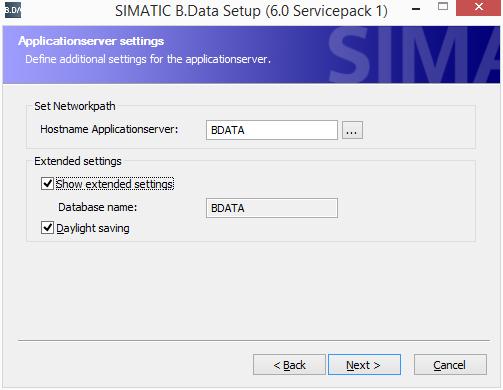 2.3 Installing B.Data 10.You must define the following additional settings if you have selected the B.Data application server: