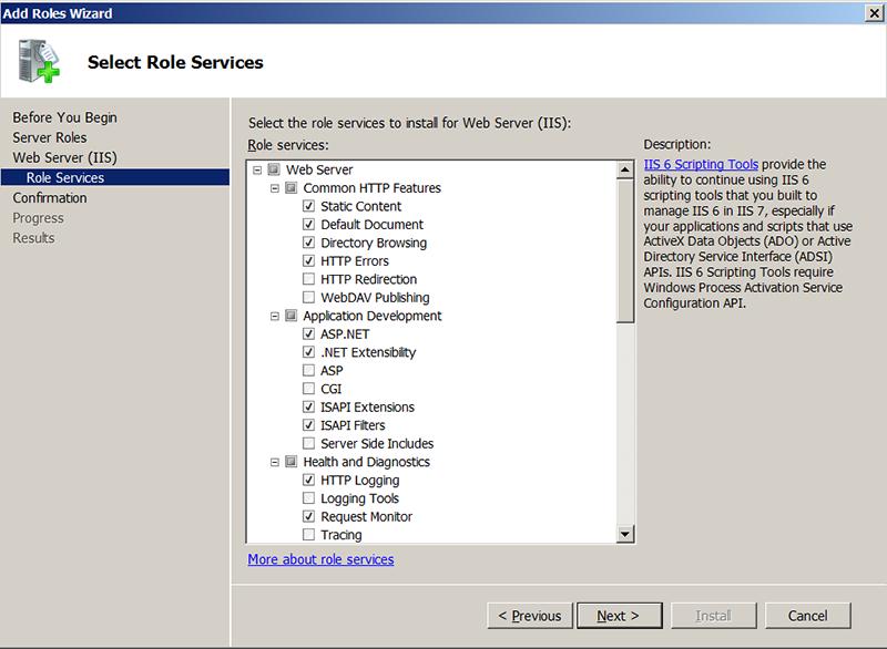 Setting up B.Data Web 3.3 Setting up B.Data Web on the Windows server 3. Click on "Role services". 4. Activate the option "ASP.