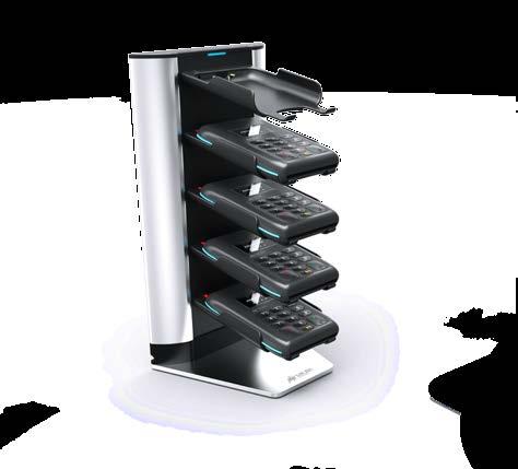 The rack can sit on a desktop or be wall mounted using the integral mounting cutouts on the rear. Powered via an external PSU. The rack does not provide any comms to the M010 units.