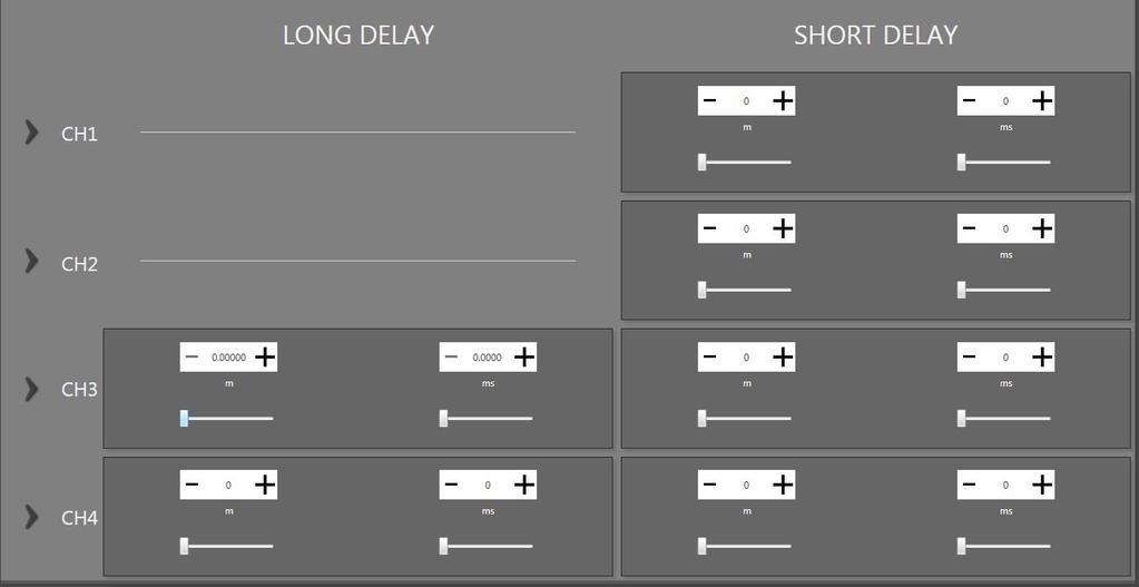 2.5 delay The Delay page allows users to set delays for the four output channels (up to 3.