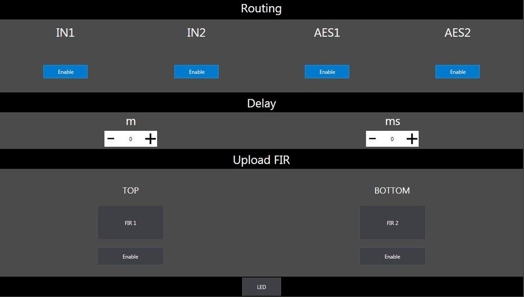 6.2 general The General page allows users to manage the routing of the four inputs channels, to add a delay, to load the FIR filters calculated with the EASE Focus software and to switch ON/OFF the