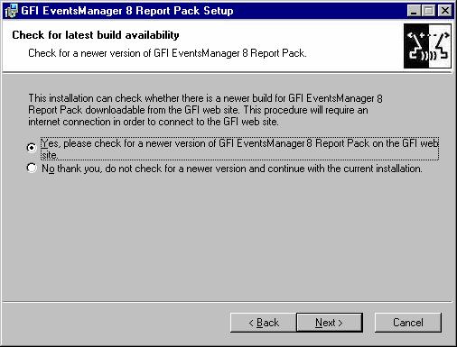 install an updated version. To automatically achieve this, leave the dialog options as default and click on the Next button.