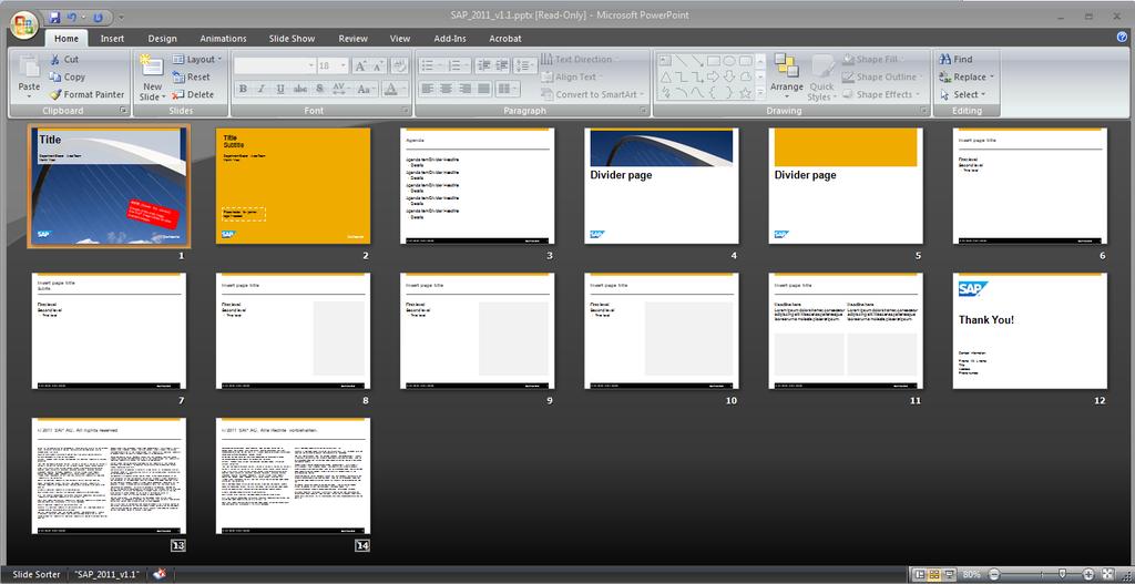 Our PowerPoint template 2011 SAP AG.