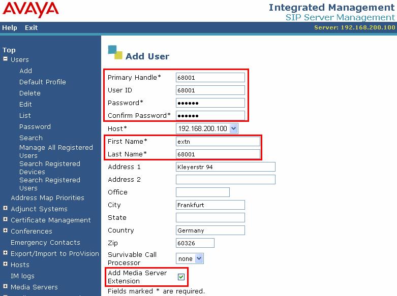 3.2.5. Add Users From the Users menu in the left frame, click Add, and enter the parameters shown in the following screen, for each of the SIP extensions used for SIP accounts, as shown in Table 1.