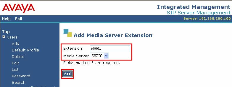 The Add Media Server Extension screen will appear after the user has been added in the previous step.
