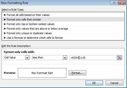 When the Conditional Formatting Rules Manager window appears, click on the New Rule button to enter the first condition. 4.