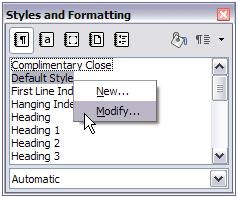 Note Figure 17: Modifying a style Turning on hyphenation for the paragraph Default Style affects all other paragraph styles that are based on Default Style.