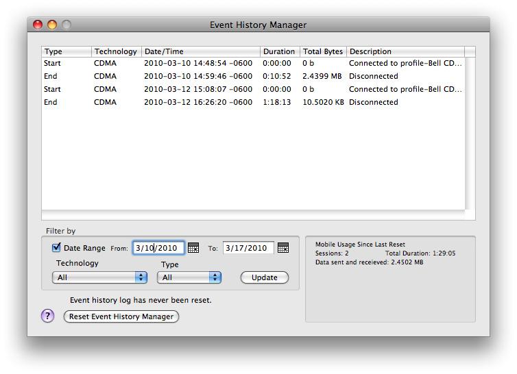 Troubleshooting Tools 8 Event History Manager The event history can be viewed from the Help menu in the main window.