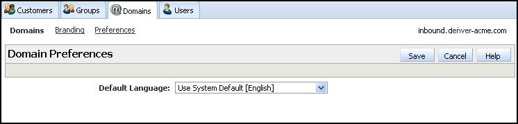 Administer the default domain language You can administer the default language of the Control Console for users in a particular domain.
