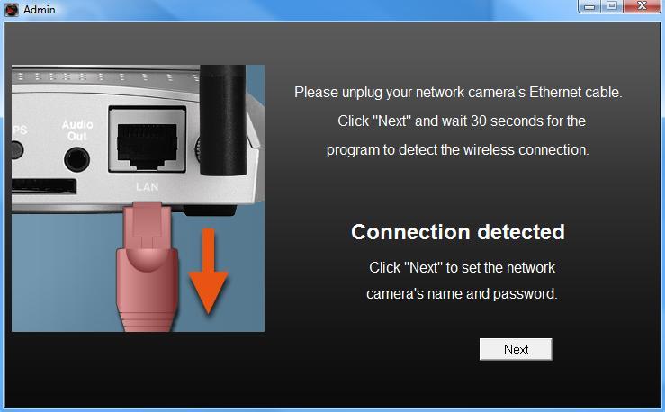 9. When the connection is detected as shown below, please click Next.