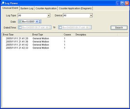 Config Log Viewer *IP CamSecure Lite32 only has System Log option in Log Viewer.