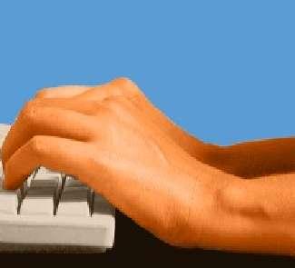 Typing technique Wrists resting in front of keyboard,