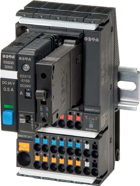 Besides accommodating a comprehensive range of electronic overcurrent protection devices such as ESX10-S and ESS30-S it is also suitable for conventional thermal or thermal-magnetic circuit breakers