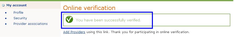 After successfully completing the verification questions, you will see a screen similar to this: 14.