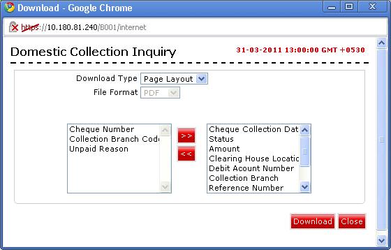 Domestic Collection Inquiry 7. Click on Edit button column to edit the number of columns.