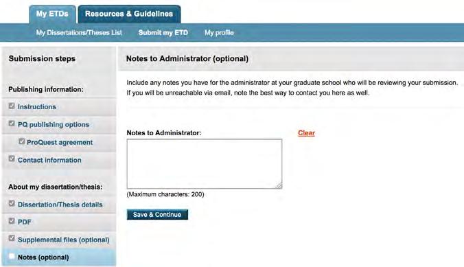 Add optional notes to administrator Use this field to communicate with the reviewer.